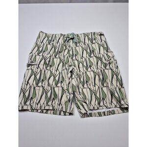 Gramicci Swim Shorts Mens 40 Beige Tropical Geometric Print Drawstring